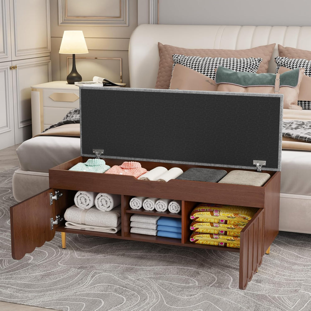 3More 40" Entryway Shoe Storage Bench,Upholstered Hidden Space Beneath S...