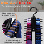 IPOW Upgraded 2 PCS See Everything Cross X 20 Tie Rack Holder,Rotate to Open/Close Tie and Belt Hanger with Non-Slip Clips,360 Degree Swivel Space Saving Organizer