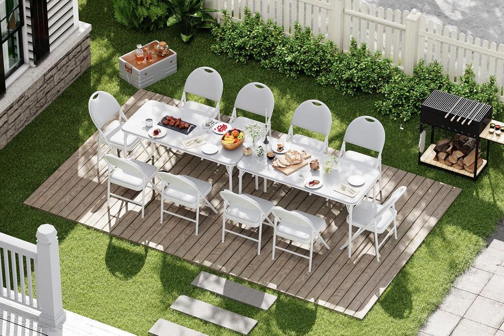 coucheta 5-Piece Rectangle Folding Table and Chairs Set, Foldable Portable Ca...