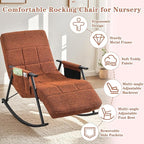 VECELO High Back Nursery Rocking Chair with Foot Rest, Teddy Upholstered Reclining Glider Rocker, Comfy Armchair Padded Seat Removable Side Pockets for Living Room, Bedroom, Balcony
