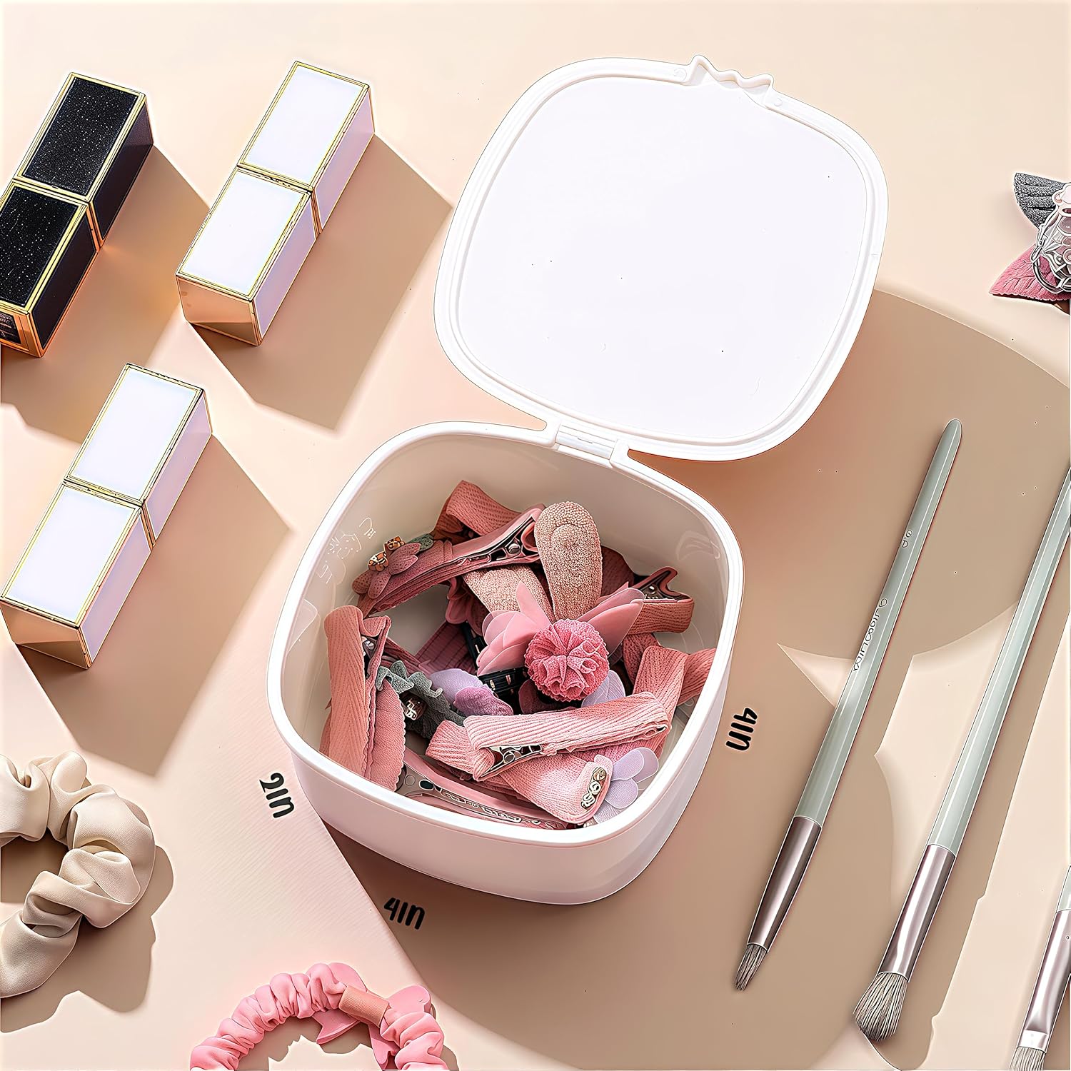 Small Hair Accessories Organizer Box For Girls Kids Teens Women, Hair clips/Ties/bands/pins/barrettes/scrunchies Organizer and Storage! (Capybara)