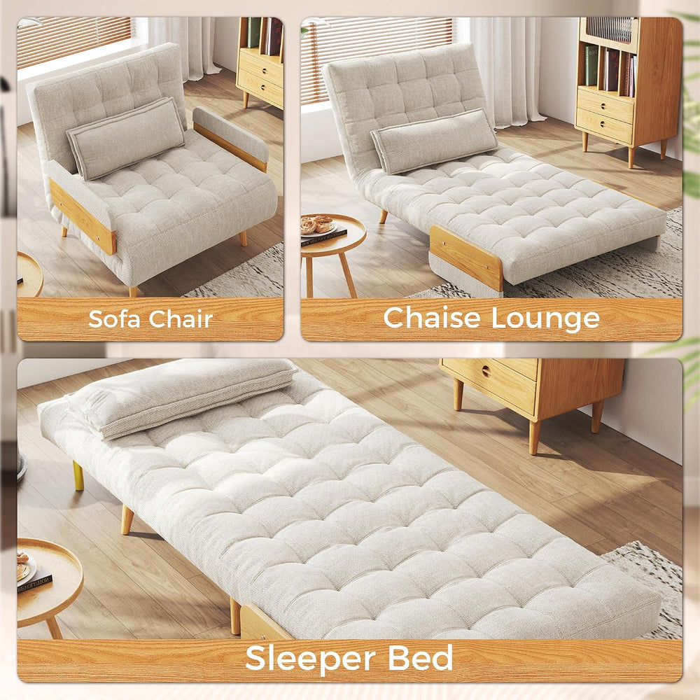 JASIWAY Convertible Sofa Chair Bed, 28" Mid-Century Sleeper for Adults