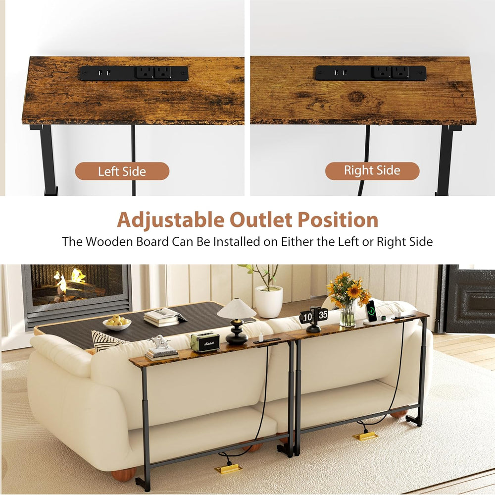 GRLEAF 2 Pack Adjustable Height Narrow Console Table with Power Outlets, 78.7...
