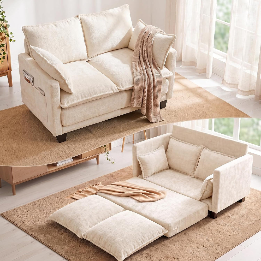 49" Loveseat Sofa Bed, 2 in 1 Convertible Small Sofa Pull Out Couch Bed ...