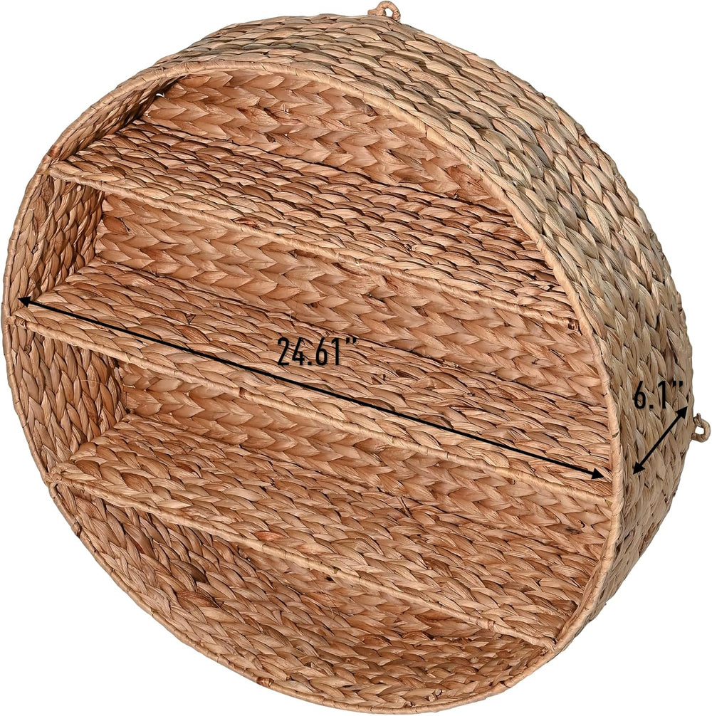 happimess Annulus 3-Shelf Circular Hyacinth Wall Rack 24.6", Natural