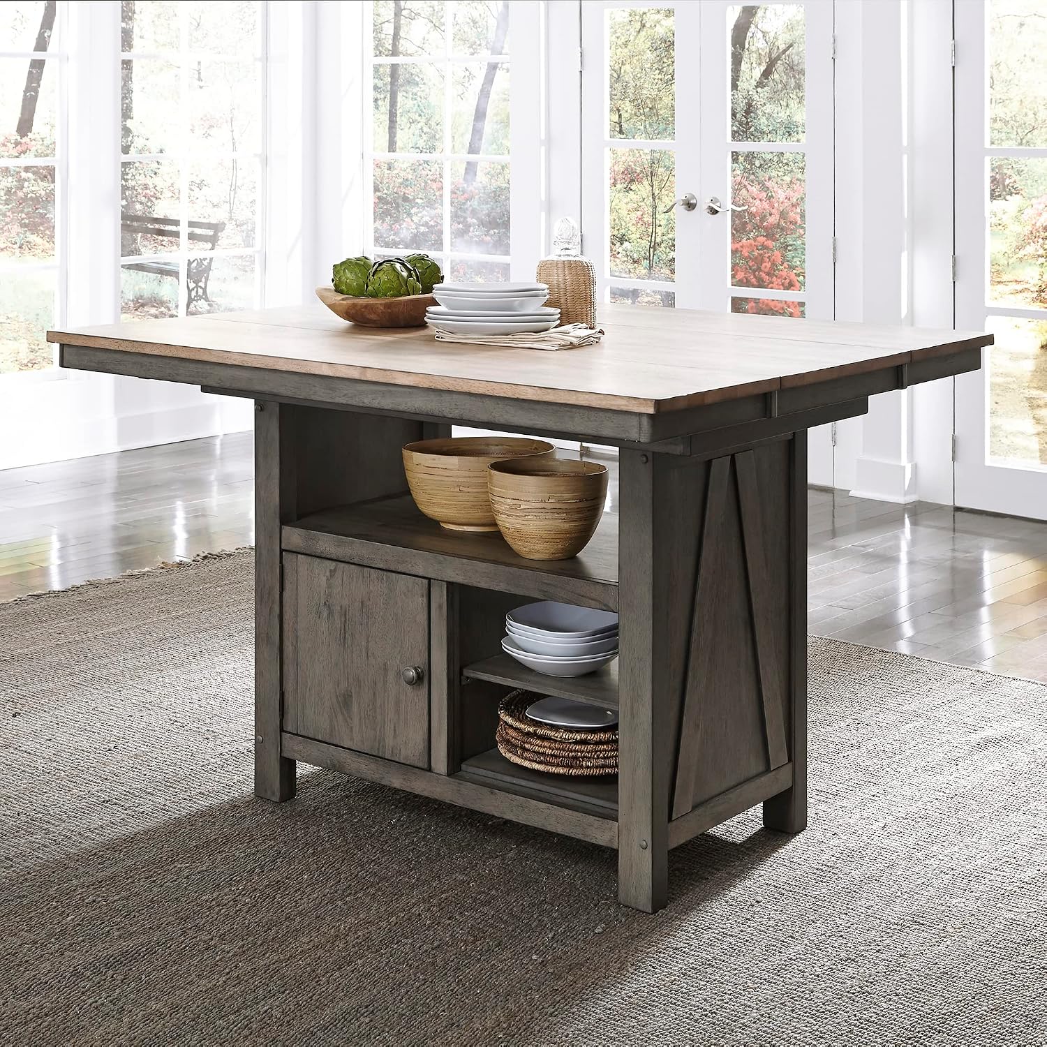 Liberty Furniture Industries Lindsey Farm Kitchen Island, W46 x D54 x H36, Light Gray