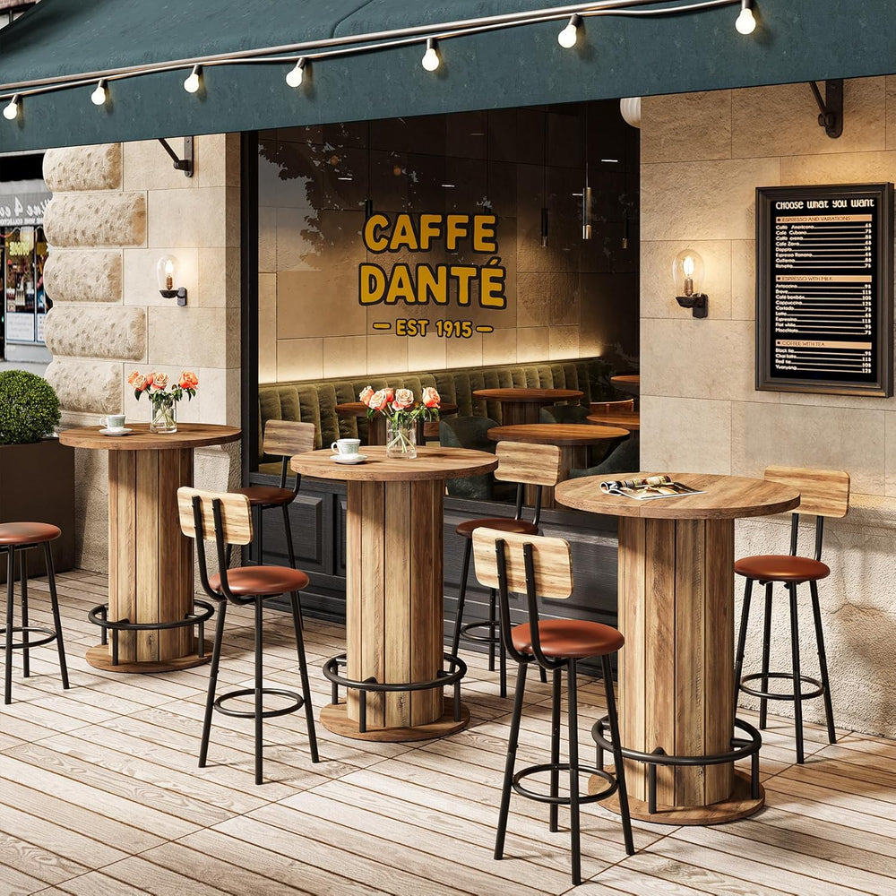 Tribesigns Round Dining Table, Bar Height Commercial Kitchen Table with Wood ...