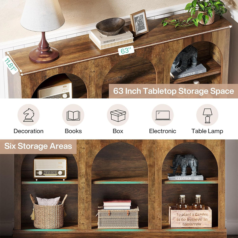 Tribesigns Arched Console Table, 63" Wooden Entryway Table with Storage ...
