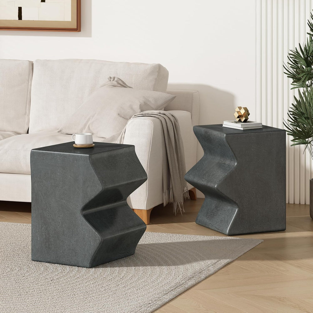 Set of 2 Side Tables, Outdoor & Indoor Rectangular Nesting Tables, Garden...