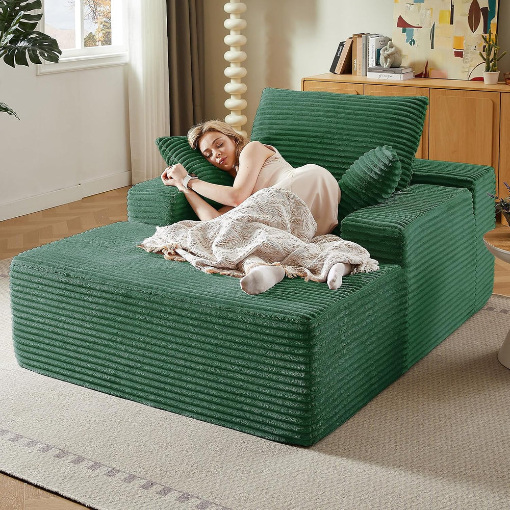 LUCKHAO 50" Oversized Chaise Lounge Chair Indoor,Corduroy Reading Chair ...