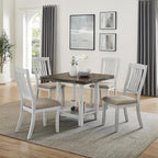 Ball & Cast 5 Pieces Dining Table Set with 4 Chairs and 51" Round Folding Dining Table,Kitchen Table and Chairs for 4 W/Trestle Table Base,for Small Space,Apartment,Dining Room,Brown White