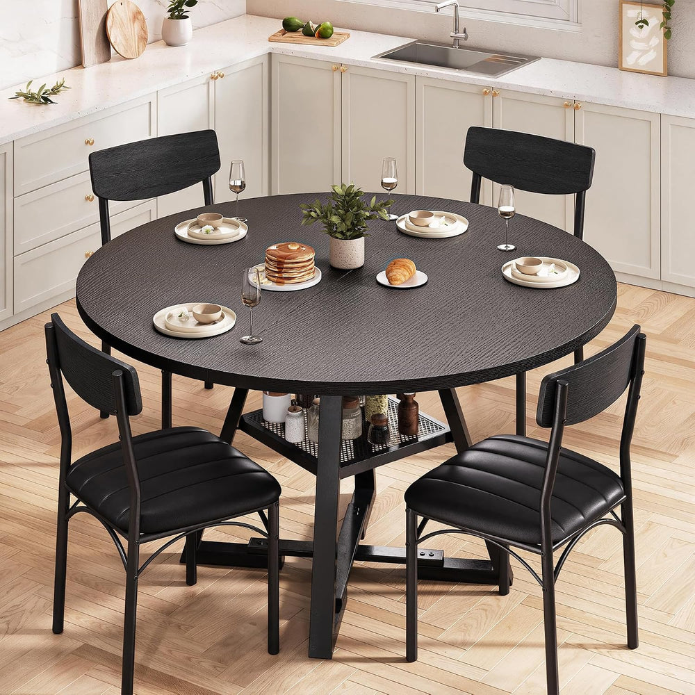 Dining Table Set for 4,Kitchen Table and Chairs for 4, Round Dining Room Tabl...