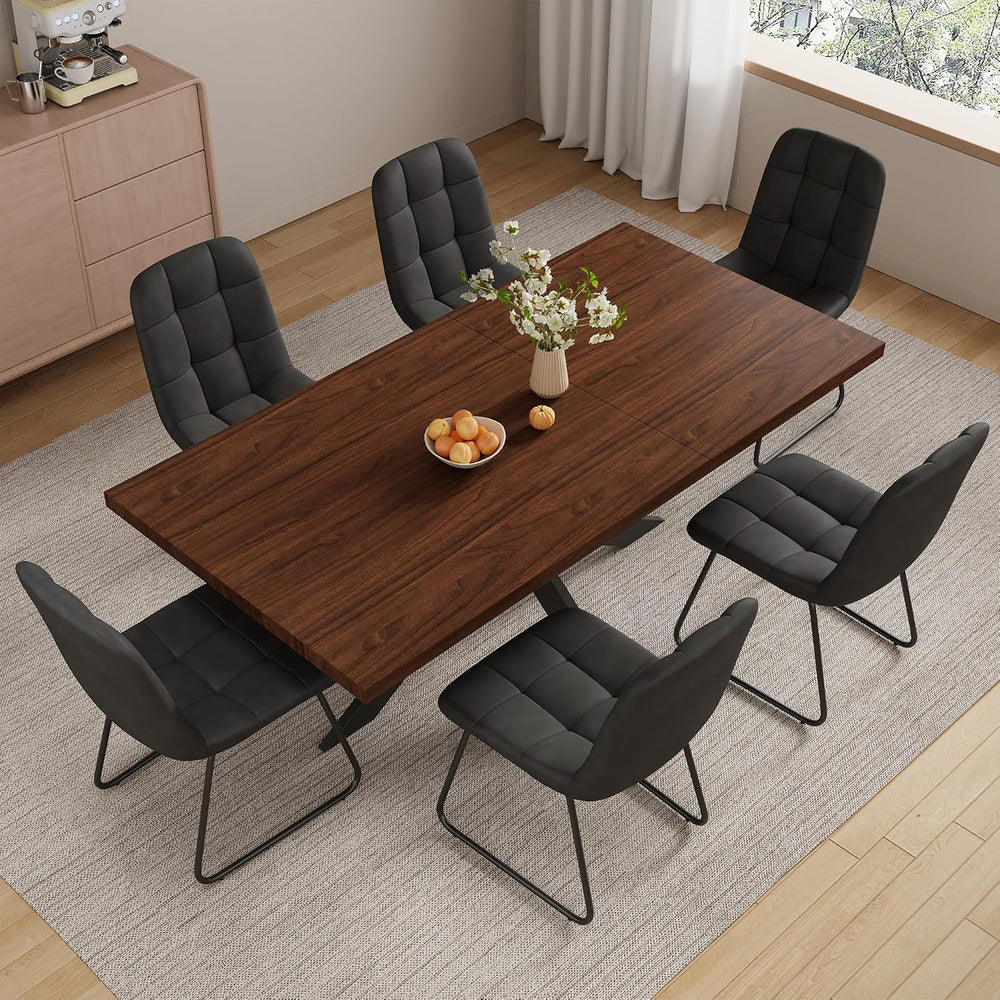 ZckyCine 7-Piece Dining Table Set with 51"-67" Extendable Walnut Wo...