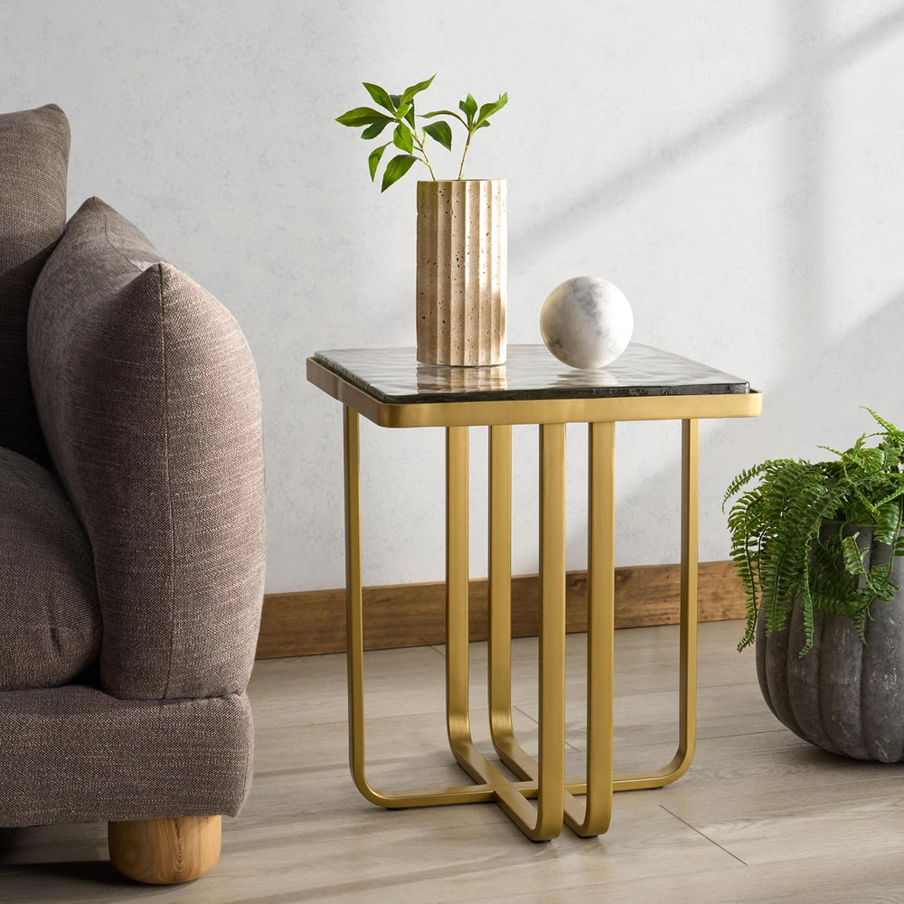 SAFAVIEH Couture Collection - Dominic Brass Stainless Steel Accent Table, Scu...