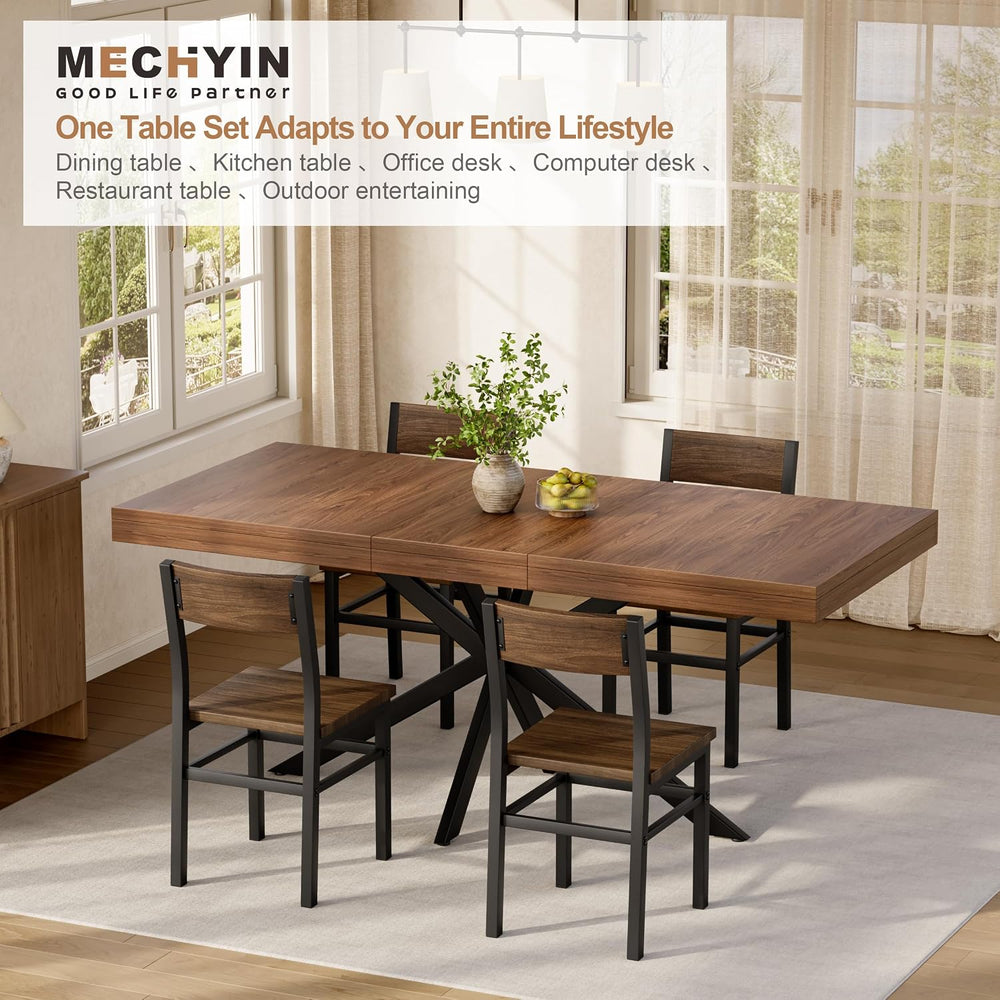 Extendable 5-Piece Dining Table Set for 4, 55"-70" Kitchen Table,4 ...