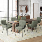 VKNOW Modern Dining Chairs Set of 6, Upholstered Dining Room Chair with Armrest, Kitchen Chairs with Curved Ergonomics Backrest for Living Room, Dining Room, Kitchen, Green