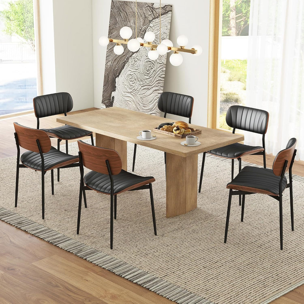 HENGJIANYI Bentwood Dining Chairs Set of 2, Modern PU Leather Dining Room Cha...