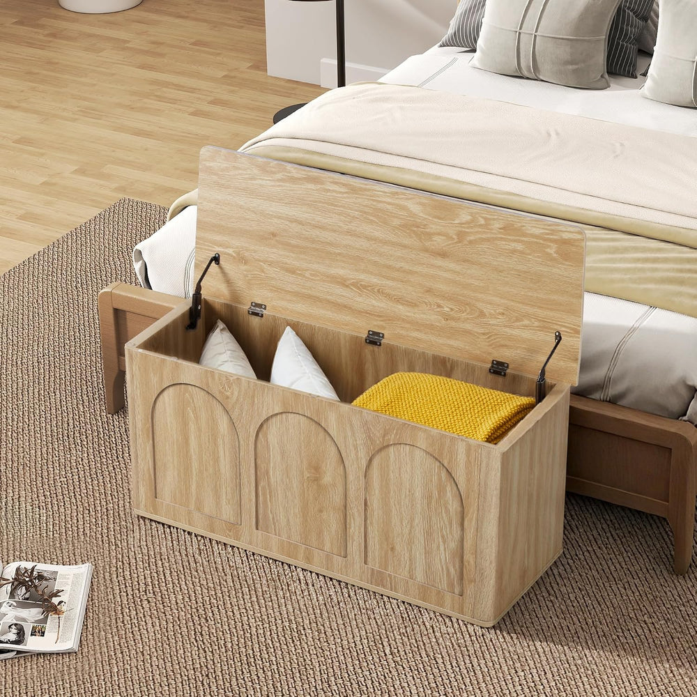 40''W 15''D Foot End of Bed Hidden Storage Bench with Lift To...