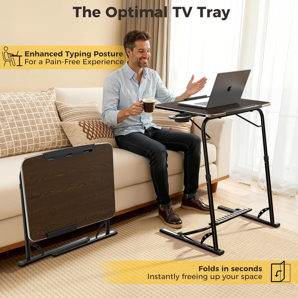 FoldWise Upgraded Folding TV Tray Table, Sturdy Couch & Dinner Laptop Tab...