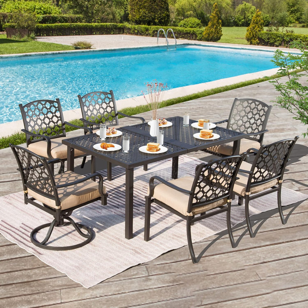 Domi 7 Pieces Patio Dining Sets All-Weather Metal Outdoor Modern Dining Sets ...