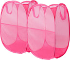 Foldable Mesh Popup Laundry Hamper,Laundry Basket Easy to Open and Fold for Dorm,Travel, College Dorms, and More (2 pink)