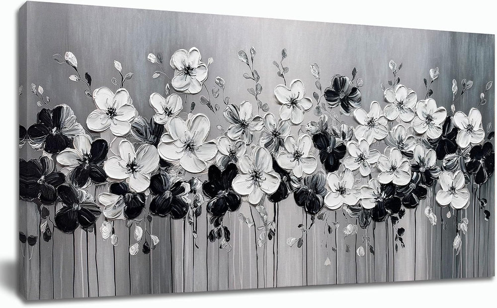 Tarfupth Black and White Flower Wall Art for Living Room Large Blossom Hand P...