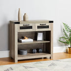 ROCKPOINT Entryway Table with Industrial Style Drawer, Grey Wash