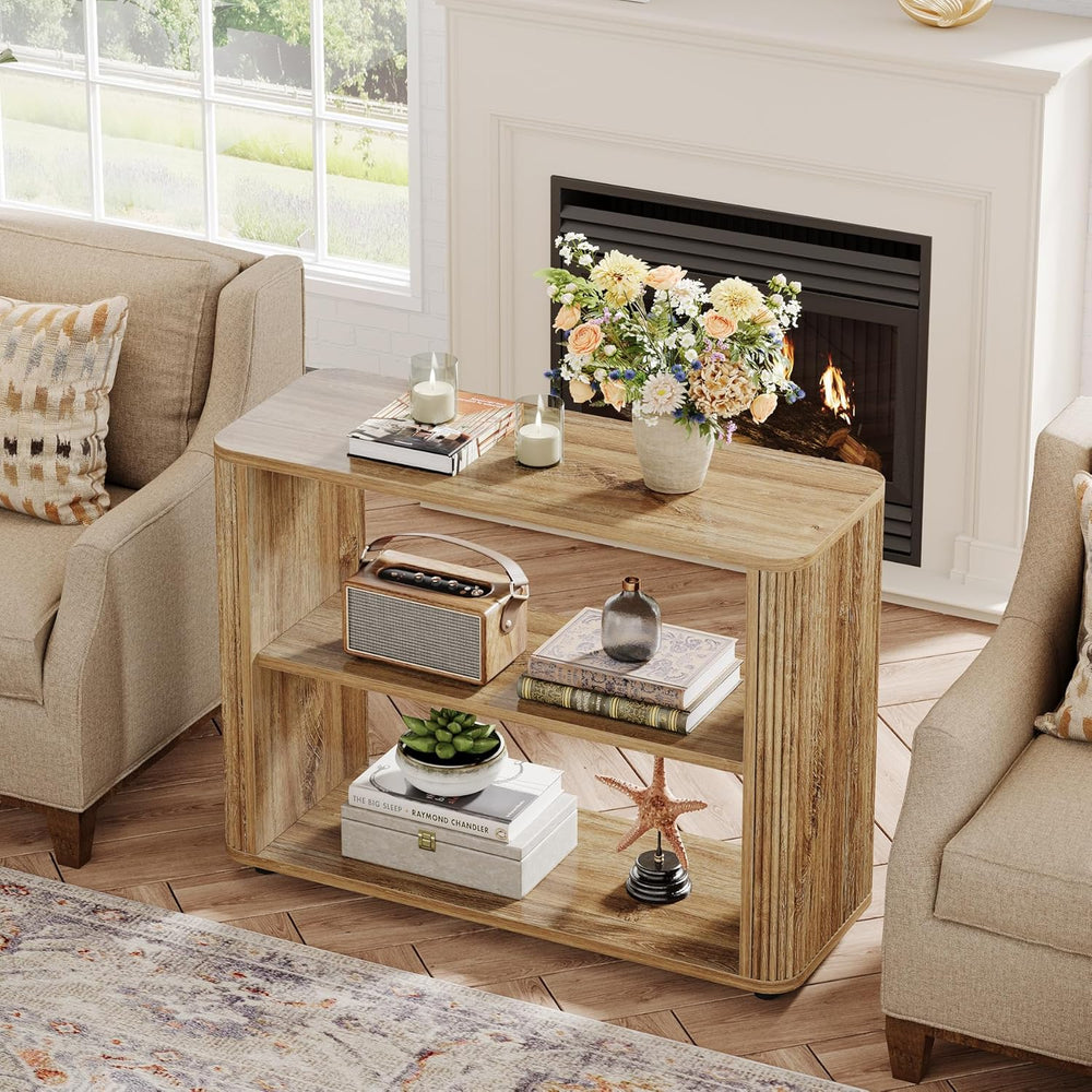 Tribesigns Narrow Side Table, 3-Tier End Table for Living Room, Small Fluted ...