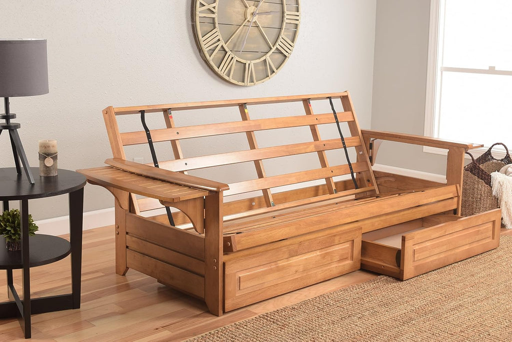 Kodiak Furniture Phoenix Full Size Futon in Butternut Finish with Storage Drawers, Canadian