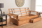 Kodiak Furniture Phoenix Full Size Futon in Butternut Finish with Storage Drawers, Canadian