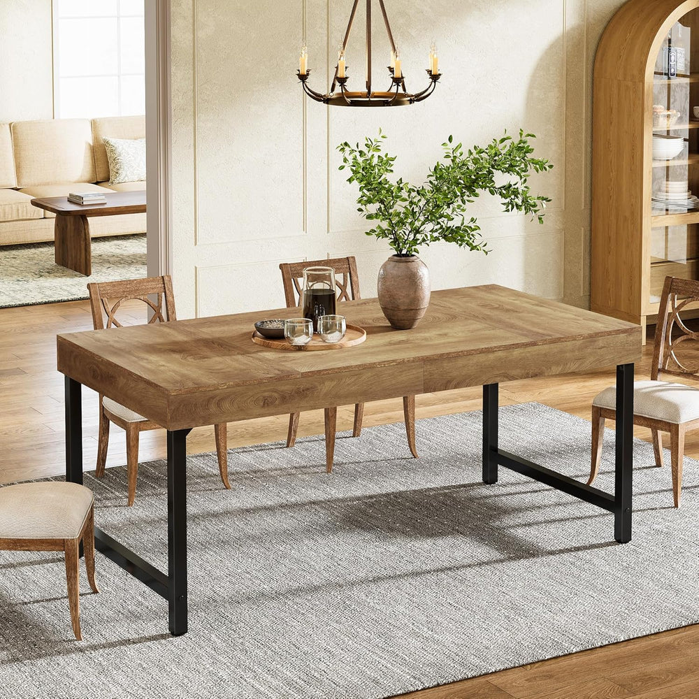 Tribesigns Farmhouse Dining Table for 4-6 People, 55 Inches Industrial Rectan...