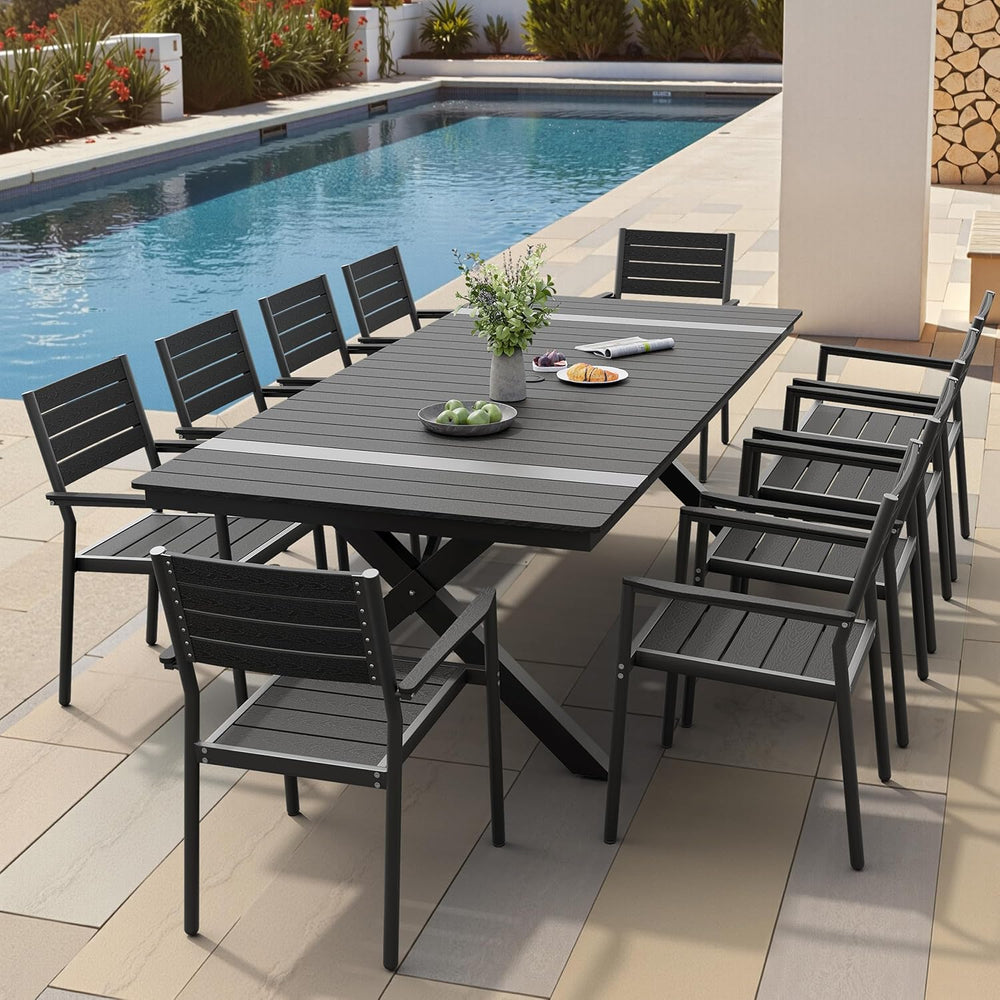 Pellebant 11-Piece Outdoor Patio Dining Table Set for 10 Person