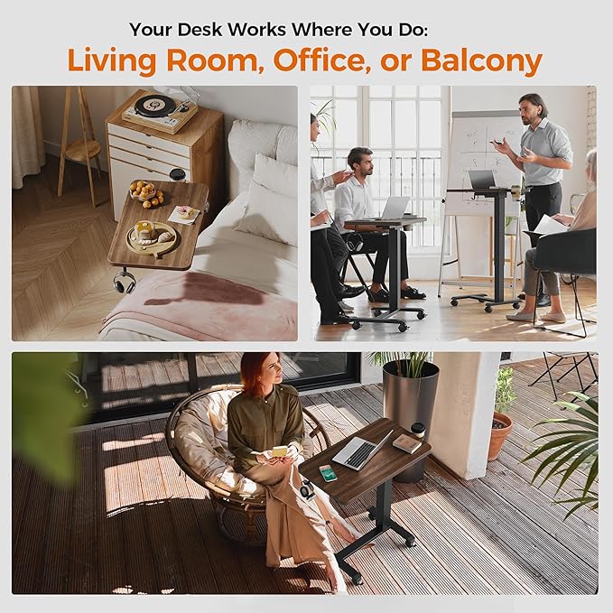 Agilestic Portable Standing Desk Height Adjustable, Mobile Table with Wheels,...