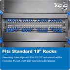 ICC 2U Ring Cable Manager Panel with Cover, Metal, 3" D-Rings, Horizontal Cable Management, Rackmount for 19” Network Racks, Black, 6-Pack