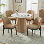 VKNOW Wooden Dining Chairs Set of 4, Upholstered Dining Room Chairs with Rubberwood Legs and Padded Seats, Kitchen Chairs for Restaurant Kitchen Living Room, Ochre Yellow