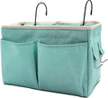 Bedside Caddy Bedside Hanging Storage Basket Multi-Function Organizer Caddy for Bunk and Hospital Beds Dorm Rooms Bed Rails, Can be Placed Glasses Books Mobile Phones(Green)