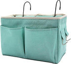 Bedside Caddy Bedside Hanging Storage Basket Multi-Function Organizer Caddy for Bunk and Hospital Beds Dorm Rooms Bed Rails, Can be Placed Glasses Books Mobile Phones(Green)