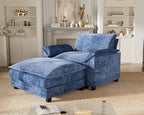 Homall 40" Modular Sectional Sofa, Single Sofa Couch with Reversible Ottoman, DIY Combination Chenille Deep 1-Seat Cloud Couch for Living Room, Apartment (Dark Blue, Single Sofa Chair)