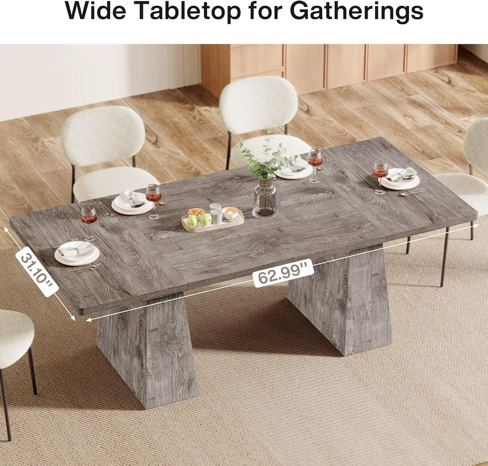 Tribesigns Dining Table for 6, Farmhouse Wood Dinner Rectangular Table Kitche...