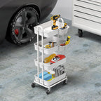 Simple Houseware 4-Tier Multifunctional Rolling Utility Cart with Hanging Buckets, White