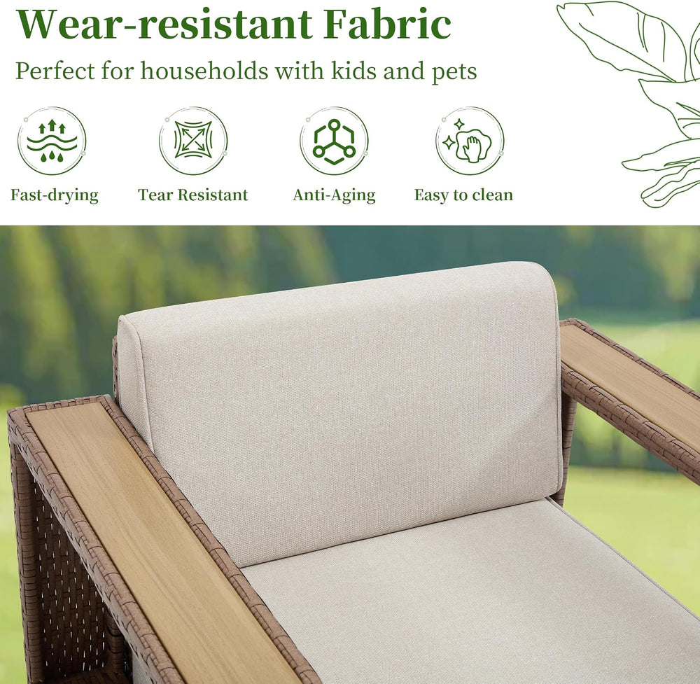 Bonzy Home Wicker Patio Chair, 360° Swivel Rattan Outdoor Patio Chairs with E...