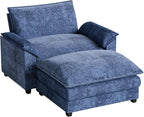 Homall 40" Modular Sectional Sofa, Single Sofa Couch with Reversible Ottoman, DIY Combination Chenille Deep 1-Seat Cloud Couch for Living Room, Apartment (Dark Blue, Single Sofa Chair)