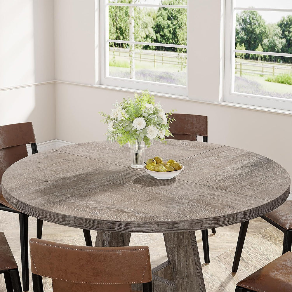 Tribesigns 47 inch Round Dining Table Wood Kitchen Table for Dining Room, 47&...