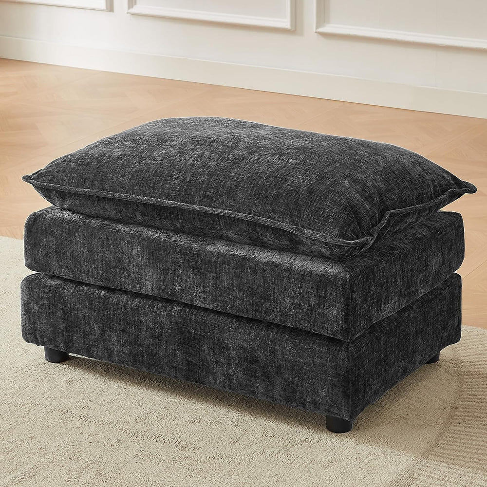 35'' Cloud Chenille Ottoman for Bedroom, Living Room and Entryway (Gr...