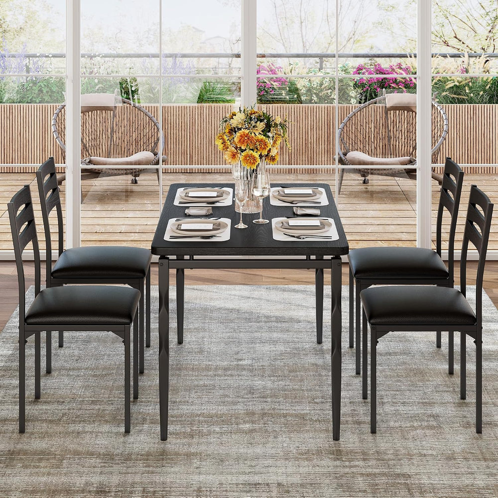GarveeHome 5 Piece Dining Table Set, Industrial Style Dining Table and Chairs...