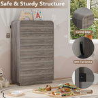 Tall Dresser for Bedroom with 5 Drawers, Fluted Chest of Drawers with Round Curved Corner, Hidden Handles, Modern Wood Storage Organizer for Bedroom, Nursery, Living Room