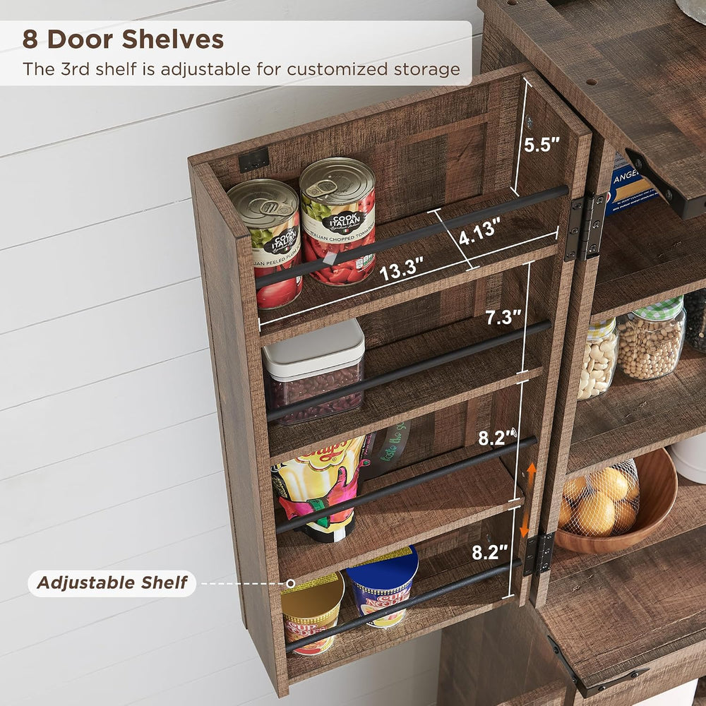 ACCOHOHO 72" Tall Wooden Pantry Storage Cabinet with Door Shelves & ...