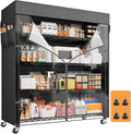 REIBII 72.8" H Storage Shelves with Cover & Wheels, Wire Shelving Heavy Duty Metal Shelving for Pantry Garage Kitchen Commercial Industrail, Storage Rack Shelf Shelving, 35" W*16" D*72.8" H