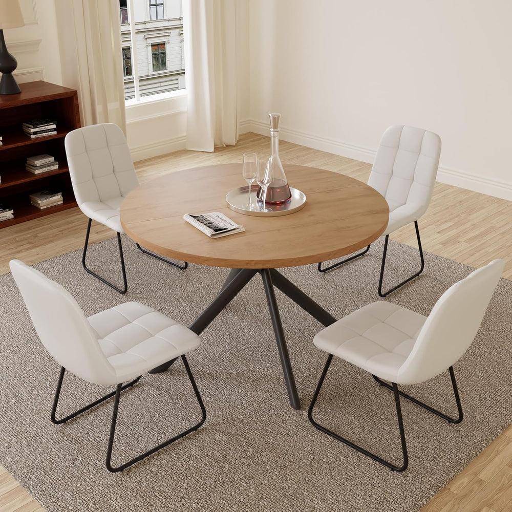 HIPIHOM Faux Leather Dining Chairs Set of 4 | Modern Kitchen Chairs with Curv...