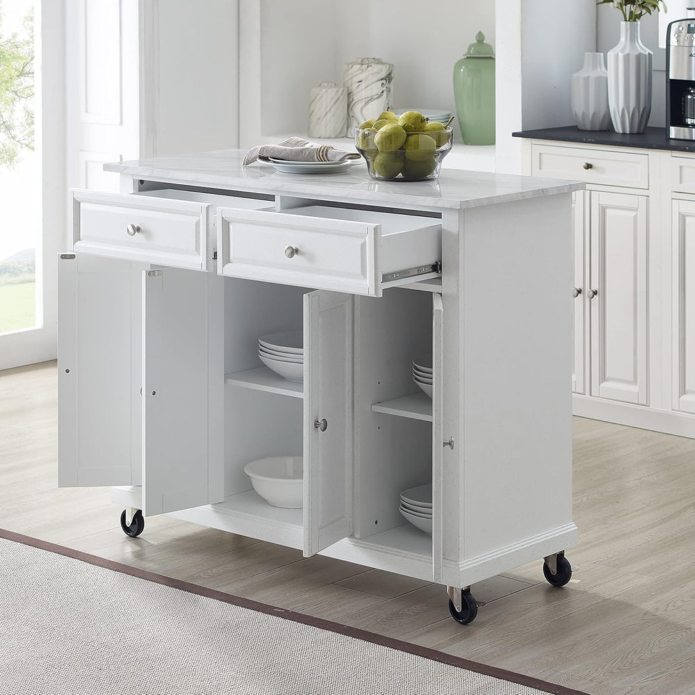 Crosley Furniture Avery Rolling Kitchen Island Storage Cart with Shelves, Mic...